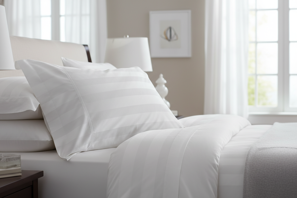 アンティーク雑貨 Edwardian Pillow Sham Luksus 50/50 Damask Stripe Pillow Sham | Northern Feather Canada