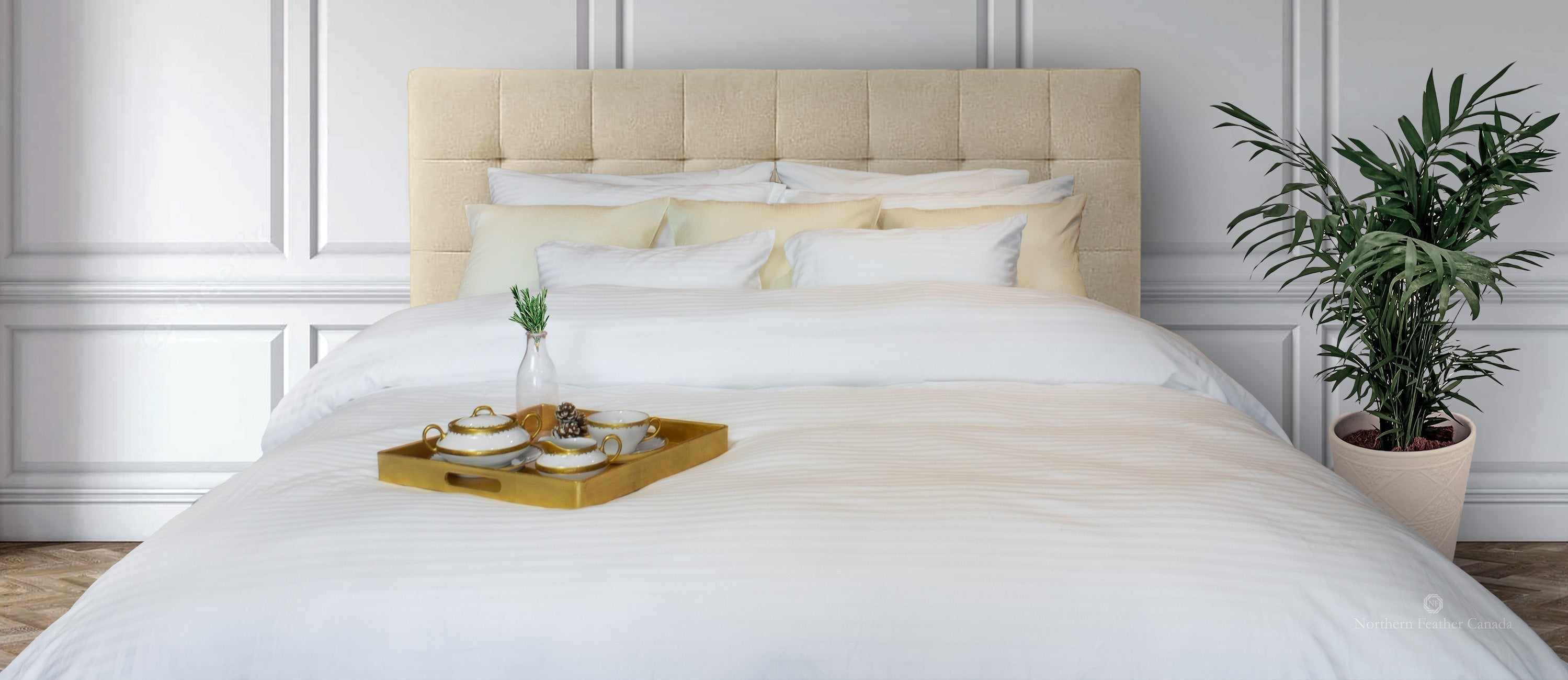 Luksus 50/50 Damask Stripe Pillow Sham | Northern Feather Canada