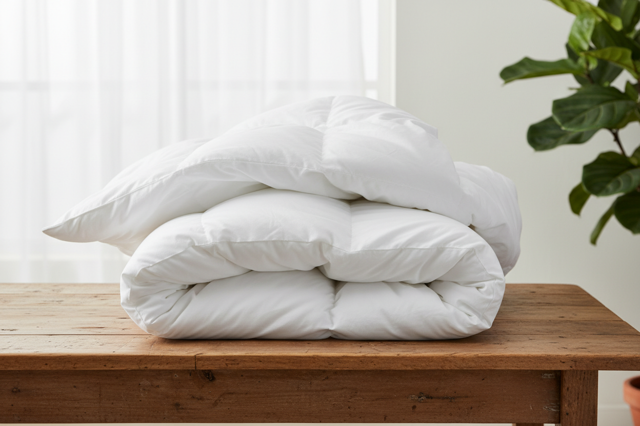 Sublimis Dual Comfort Euro Down Duvet with dual warmth levels for couples sleeping in a luxury bedroom